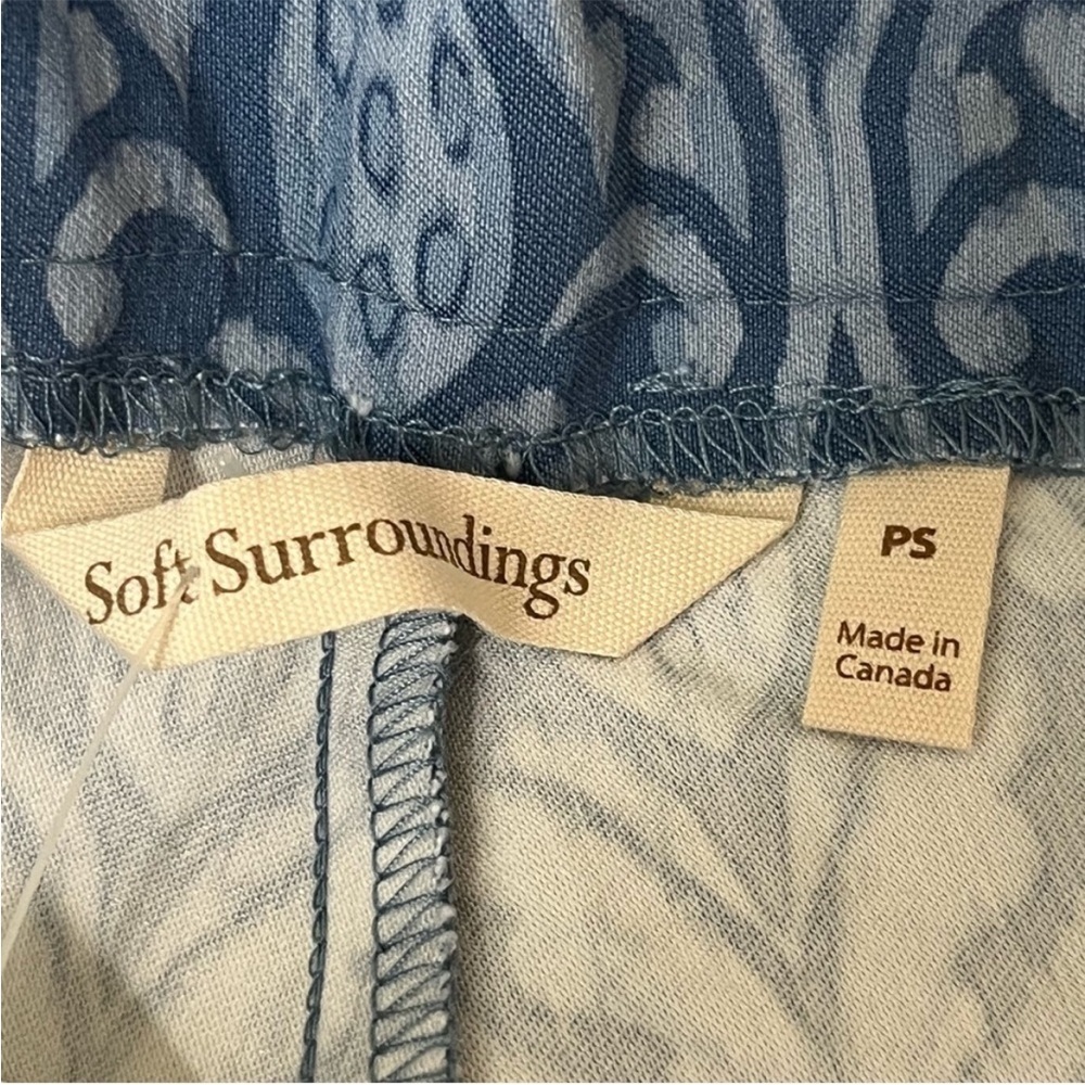 SOFT SURROUNDINGS NWT TESORI PRINT BLUE STRAIGHT LEG ANKLE PANTS SMALL PETITE - Picture 10 of 12